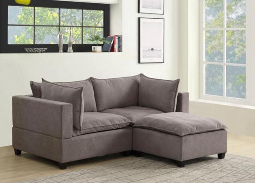 Fabric loveseat after upholstery shampoo